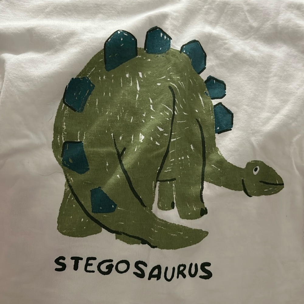 Zara Green and White Dinosaur Graphic Tee